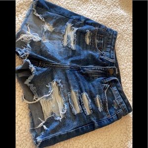 Simple Society High Rise Distressed Shorts